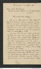 Nachlass Franz Steindachner, Brief von Carlos Berg an Franz Steindachner (10.09.1890), Inv.Nr. 35.01, Seite 1